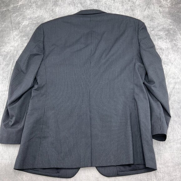 Jos A Bank Suit Men 43R 36W x 31L Gray White Pinstripe Wool Classic Career 2pc - Picture 9 of 16
